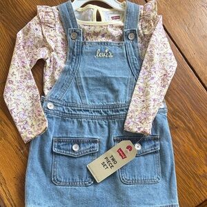 Levi's 2T Overall Skirt and Floral Top